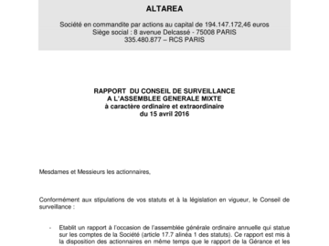 AGM 2016 - Rapport du conseil de surveillance
