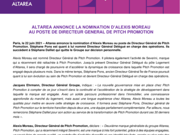 Altarea annonce la nomination d'Alexis Moreau