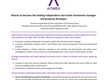 Altarea to become the leading independent real estate investment manager and property developer