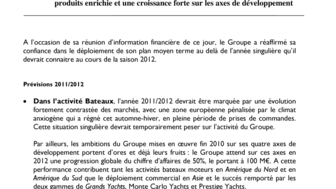 2012-01-26 : BENETEAU : Réunion d'information financière du 26-01-2012