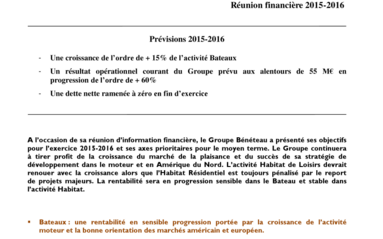 2016-01-28 : BENETEAU : Réunion financière 2015-2016