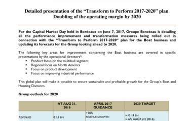 2017-06-07 : BENETEAU : Investor Day - Présentation détaillée du plan