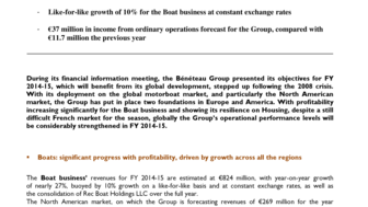 2015-01-29 : BENETEAU : Financial meeting 2014-15