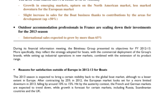 2013-01-31 : BENETEAU : FY 2012-13: Group confirms its increasingly global profile