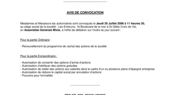 2006-06-19 : Avis AG du 20-07-2006