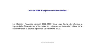 2009-12-23 : Communiqué mise à disposition 23-12-2009