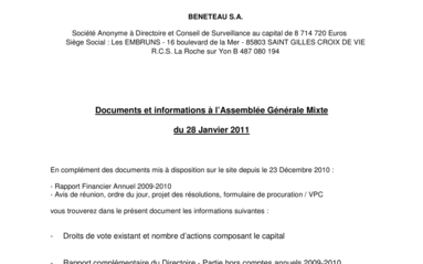 2011-01-28 : Documents complémentaires AG