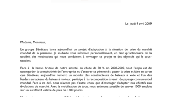 2009-04-09 : Lettre du président du directoire