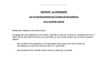2006-02-03 : Rapport du président LSF
