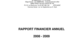 2009-12-23 : Rapport financier annuel 2008-2009