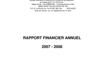 2008-12-23 : Rapport financier annuel 2007-2008