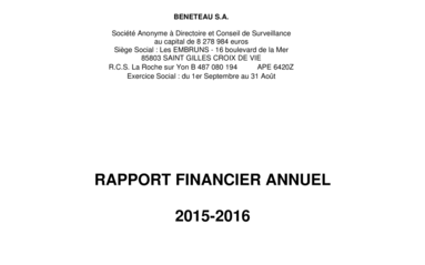 2016-12-22 : BENETEAU : RAPPORT FINANCIER ANNUEL 2015-2016