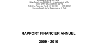 2010-12-23 : Rapport Financier Annuel 2009-2010