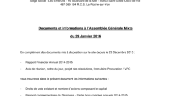 2016-01-08 : Rapport complémentaire J-21 de l'AG du 29-01-2016
