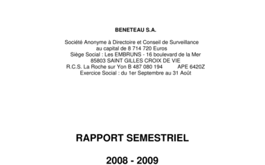2009-04-30 : Rapport semestriel 2008-2009