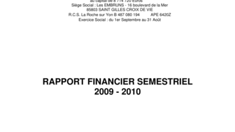 2010-02-28 : Rapport semestriel 2009-2010