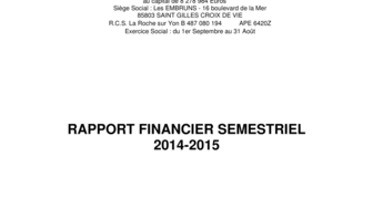 2015-04-30 : BENETEAU : Rapport Financier Semestriel 2014-2015