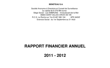 2012-12-21 : BENETEAU : Rapport Financier Annuel 2011-2012