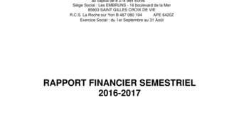 2017-04-28 : BENETEAU : Rapport Financier Semestriel 2016-2017