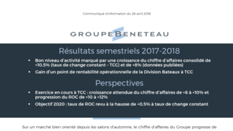2018-04-26 BENETEAU : Resultats semestriels 2017-2018