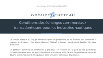 2018-06-28 BENETEAU : Conditions des echanges commerciaux transatlantiques