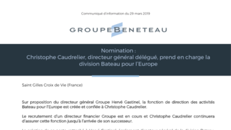 190329 CP BENETEAU Nomination C.Caudrelier Division Bateau Europe