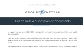 191220 BENETEAU Avis de mise à disposition AG 07-02-2020