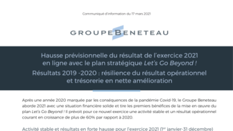 210317 BENETEAU CP Resultats16mois2019-2020_Prevision2021 FR.pdf