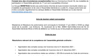 220512 BENETEAU Avis de réunion-convocation AGM du 17-06-2022