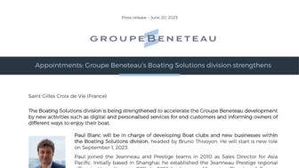 230620 BENETEAU PressRelease Appointments_Boating Solutions-Brands