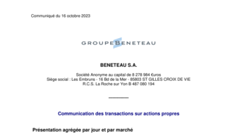 231016 BENETEAU Transactions sur actions propres