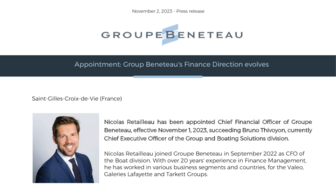 231102 BENETEAU PR Appointment_Finance
