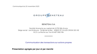 231120 BENETEAU Transactions sur actions propres