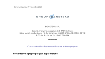 231127 BENETEAU Transactions sur actions propres