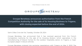 PRESS RELEASE GROUPE BENETEAU HOUSING OCT 29 2024