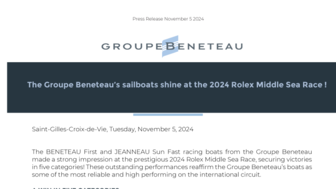 PRESS RELEASE GROUPE BENETEAU  Rolex Middle Sea Race 2024