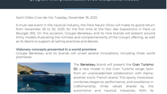 Paris Nautic Show 2025 - Groupe Beneteau unveils ambitious program with presentation of 30 exceptional models