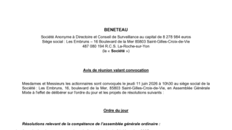 260504 BENETEAU Avis de réunion valant convocation AGM du 11-06-2026
