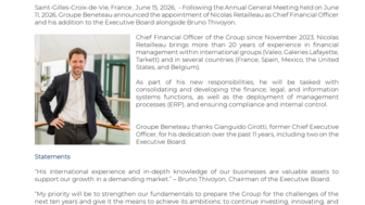 PR GROUPE BENETEAU NICOLAS RETAILLEAU EXECUTIVE BOARD