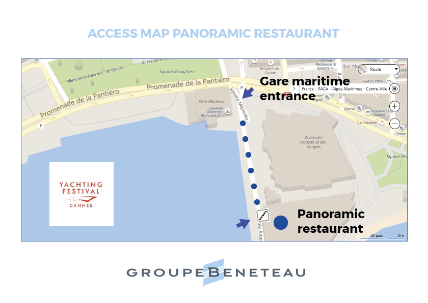Access Map to the Panoramic Restaurant - Cannes Yachting Festival