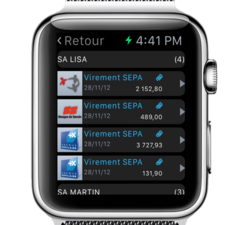 Suite Entreprise Watch – Liste des flux à valider – Apple Watch