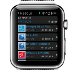 Suite Entreprise Watch - Liste des comptes - Apple Watch