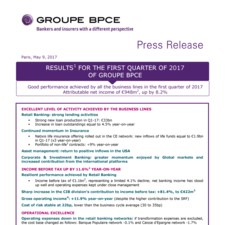 Q12017 Results of Groupe BPCE