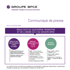 [Communiqué de presse] Résultats 2017 du Groupe BPCE