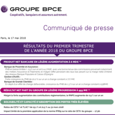 [Communiqué de presse] Résultats T1 2018 du Groupe BPCE