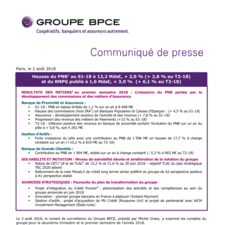 [Communiqué de presse] Résultats S1/T2 2018 du Groupe BPCE