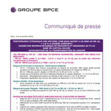 [Communiqué de presse] Résultats 9M/T3 2018 du Groupe BPCE_FR
