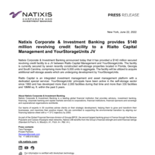 Natixis CIB provides 140 million revolving credit facility to a Rialto Capital Management and YourStorageUnits JV.pdf