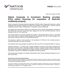Press Release - Natixis CIB provides 76.8mm financing for acquisition of Nashville multifamily property 08.18.22.pdf