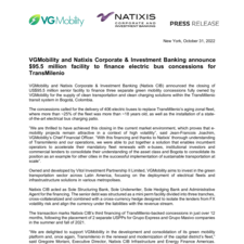 Press Release - VG Mobility and Natixis Corporate  Investment Banking announce $95.5 million facility to finance Concessions for TransMilenio 10312022.pdf